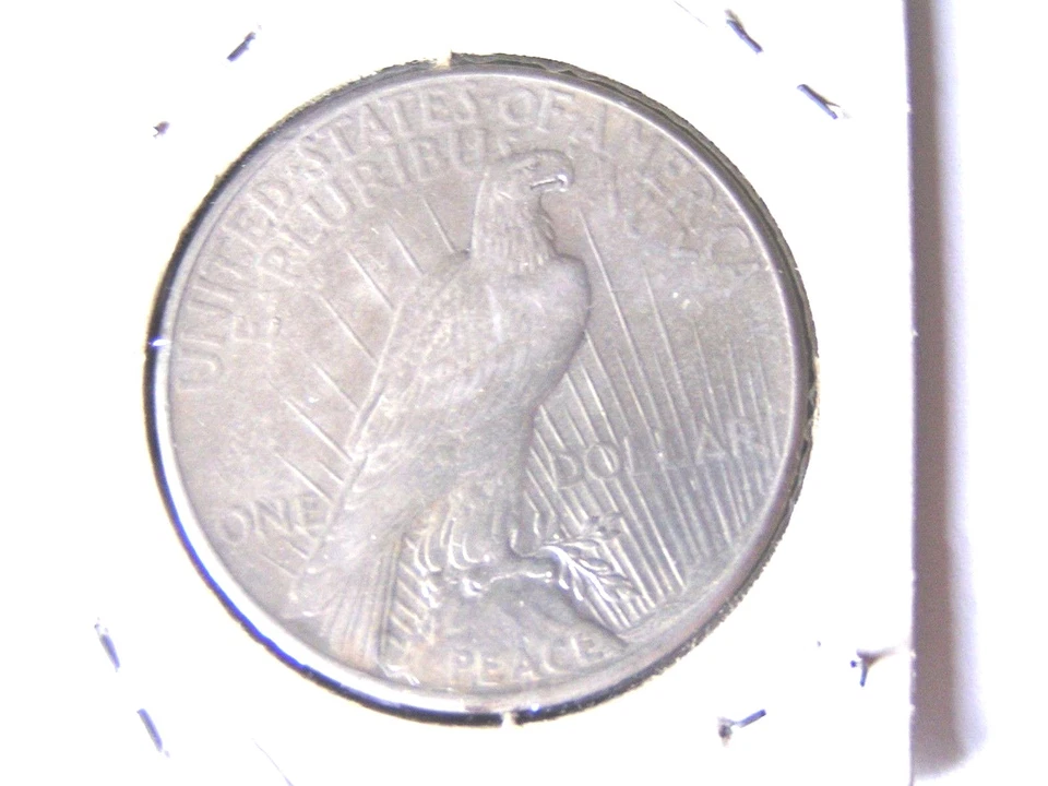 Dólar de plata de la paz 1925 P $1 mal acuñado RARO ERROR DE ACUÑACIÓN moneda parte superior de la corona AU Foto 3 de 4