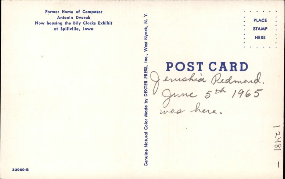 Home composer Antonin Dvorak Bily Clocks Spillville Iowa 1960s