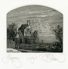 Treehouse, Original Art Print Etching Ex libris by Konstantin Kalinovich