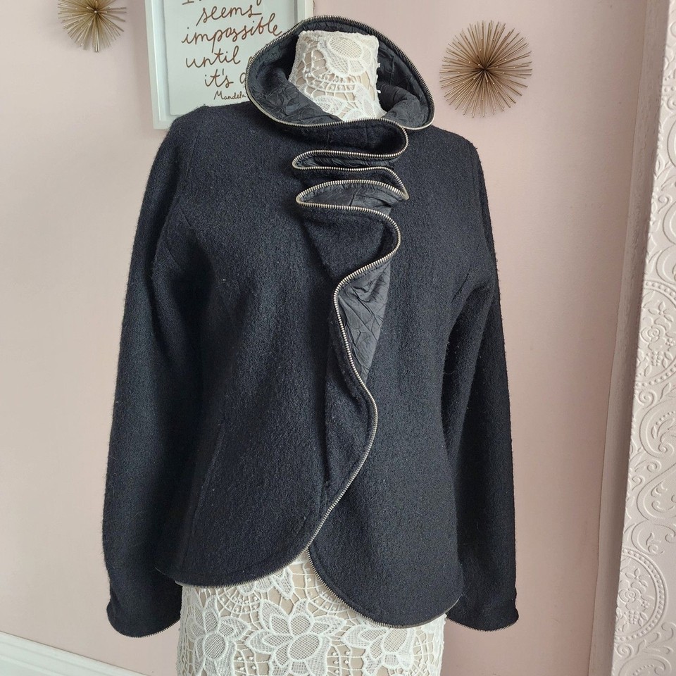 Flawless Covelo wool unique jacket blazer decorative zippers black L eBay