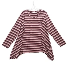 LOGO Lori Goldstein Striped Tunic Top Asymmetric Long Sleeve XL