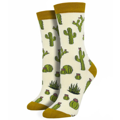 Socksmith Women's Desert King Cactus Bamboo Crew Socks Novelty Footwear