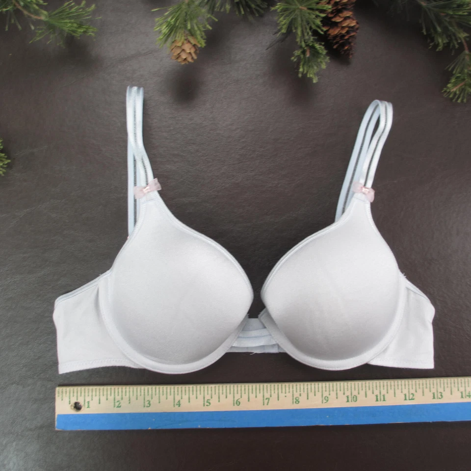 Sujetador Hanes 36A Azul Acolchado Inalámbrico Cierre Ajustable Trasero Foto 2 de 4