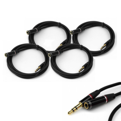 4X 4FT 3.5MM AUX EXTENSION AUDIO CABLE BLACK DROID RAZR TITAN TORCH BOLD NEXUS