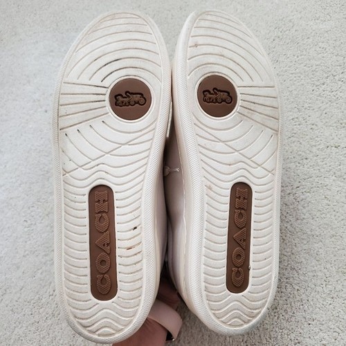 Coach Clip Low Top Leather Sneakers in Chalk/Khaki sz9.5 - Picture 5 of 14