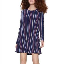 BCBGeneration - Long Sleeve A-Line Striped Shift Dress S