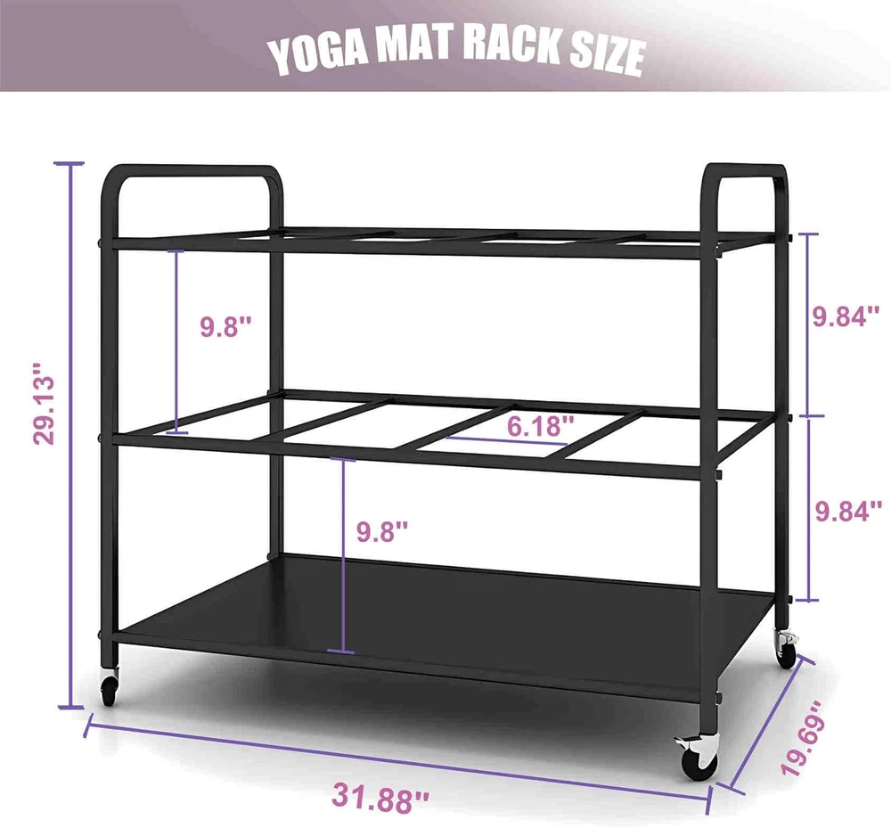 Yoga Mat Storage Rack Basket Workout Equipment Home Gym Storage Rack with Wheels Yoga Mat Storage Rack Basket Workout Equipment Home Gym Storage Rack with Wheels