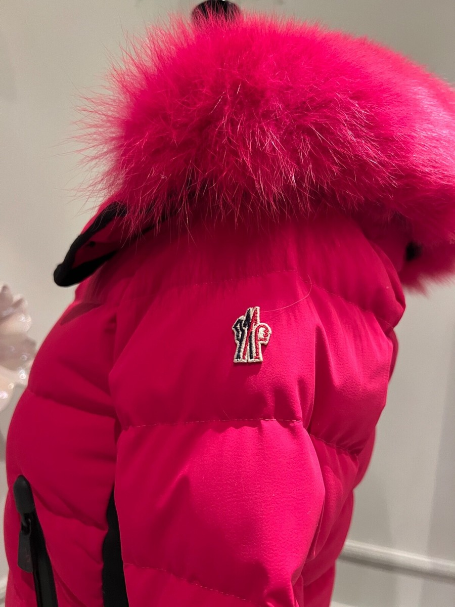 MONCLER Grenoble Lamoura Fur Trim Parka Ski Jacket in Pink MONCLER Grenoble Lamoura Fur Trim Parka Ski Jacket in Pink