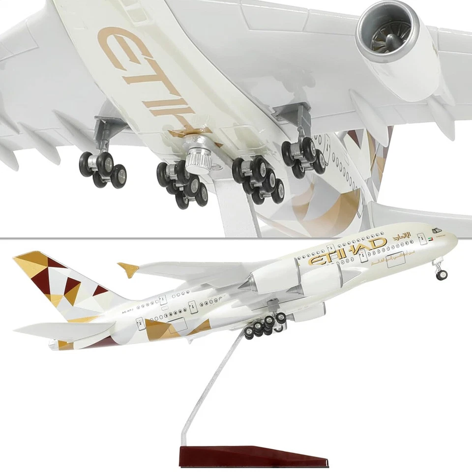 Scale A380 Model Plane Diecast Airbus A380 Model Airplane with Stand & LED Lamp - Image 2 of 4