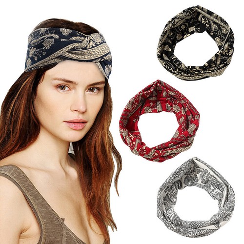 Women Elastic Yoga Bandana Headband Hair Band Wide Turban Sports Head