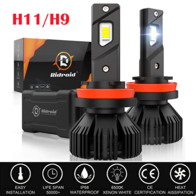 RIDROID H11 H9 LED Headlight Bulbs Kit White 6000K 20000LM Low Beam Super Bright