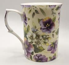 Mayfair Staffordshire Fine Bone China Tea Coffee Mug Pansy Floral Design New