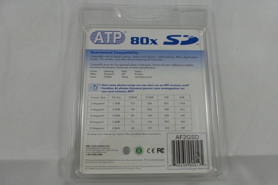 ATP Electronics Secure Digital 2 GB 60x SD Card (AF2GSD) - Image 2 of 2
