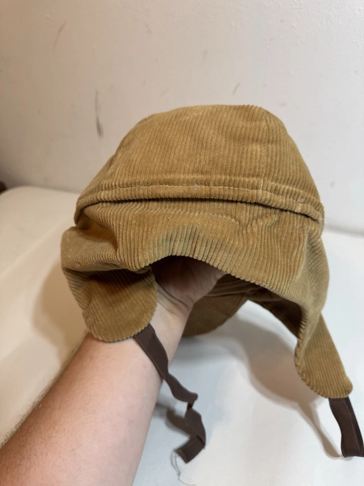 De colección Años 60 70 Marrón Pana Orejeras Corbatas para la barbilla Gorra Ajustada Sombrero Para Hombres 7 1/4 Foto 4 de 4