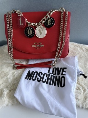 Love Moschino Lovely Charms Red Shoulder Bag with Dust Bag
