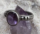 Vintage STERLING SILVER AMETHYST RING Chain Link Setting Detail Size 7