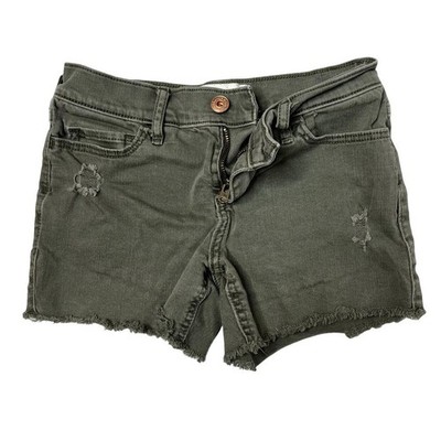 Abercrombie Kids Cutoff Jean Shorts Girls Olive Green Distressed Denim Sz 11/12