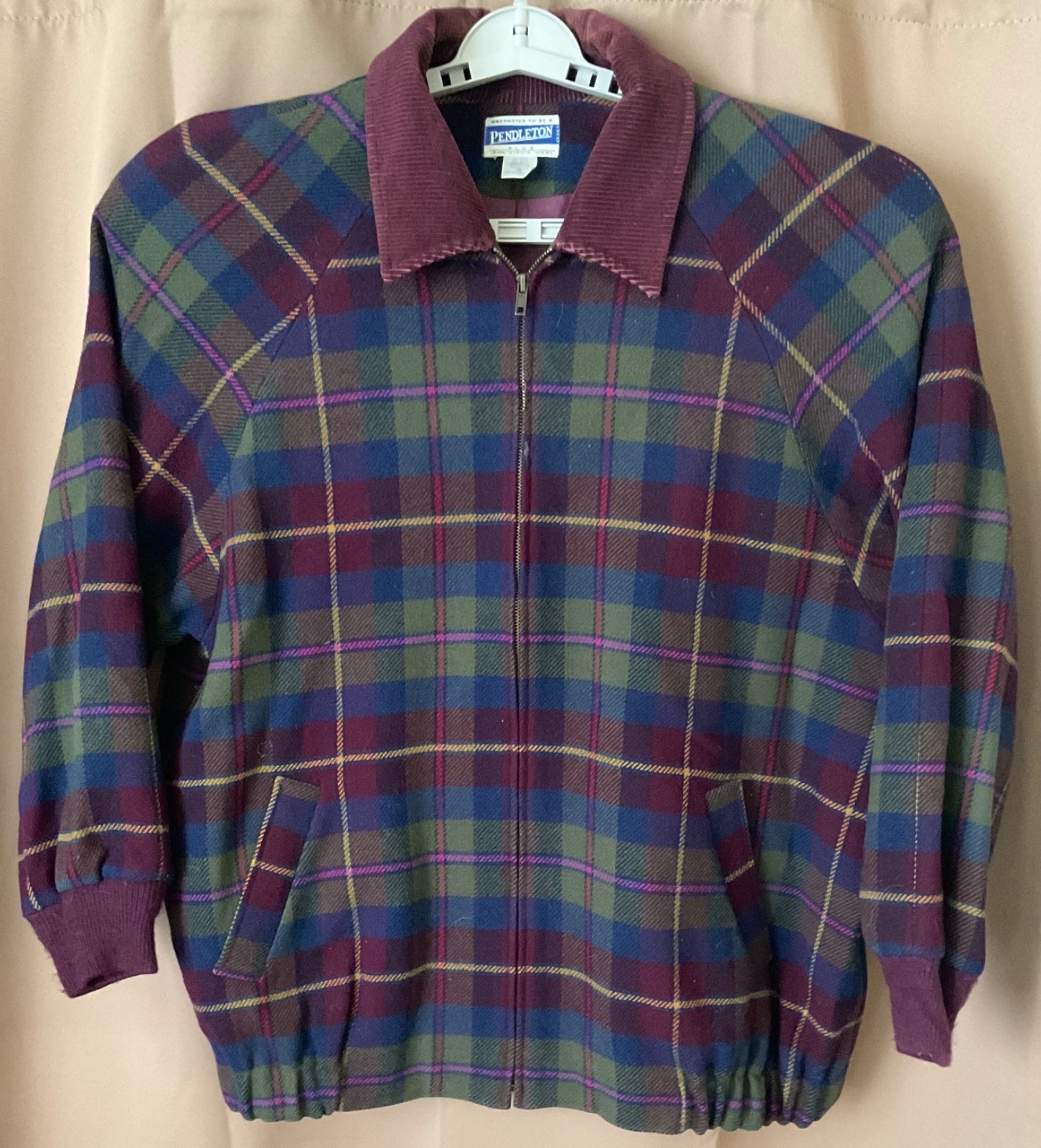 Pendleton Vintage Wool Zipfront Jacket Purple Pla… - image 1