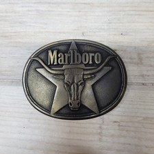 1987 Marlboro Longhorn Solid Brass Belt Buckle Philip Morris Inc. Vintage