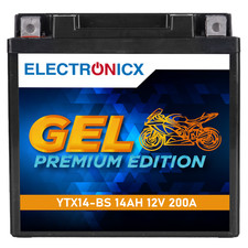 Electronicx YTX14-BS Motorcycle Battery GEL 12V 14Ah - Maintenance Free, High Performance