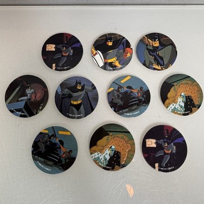 POGS - Vintage 1995 WPF Waddingtons Batman Pogs x 10, Milk Caps, Retro Toys