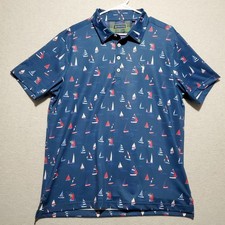 William Murray Shirt Mens Large Performance Tech Golf Polo AOP Sail Boat Bob Dad