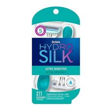 Schick Hydro Silk Sensitive Womens Disposable Razors Pack of 1 Total 2 Razors