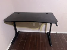 Black Gaming Desk with Cable Management and Sturdy Metal Frame