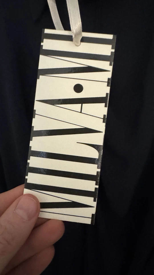 Vestido Camisa MILVA-MI ITALY Largo Completo Azul Marino Plisado Satén Botones Corbata Cintura 42 Foto 4 de 4