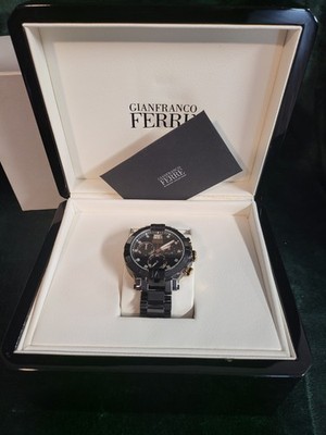 Gianfranco Ferré Black Gold Diamond Sapphire Coated Mens Watch worth over $2000