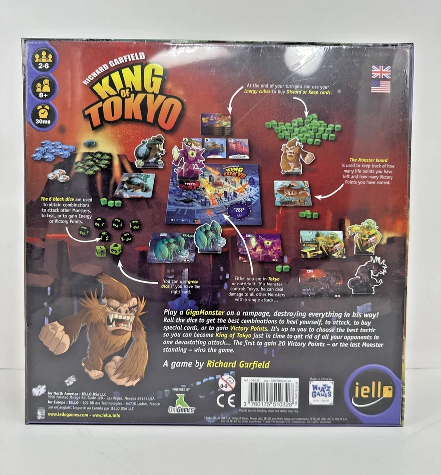 New Sealed King of Tokyo Monster Board Game Richard Garfield 2014 iello Strategy - Image 3 of 4