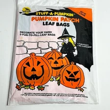 VTG 1990 NOS Stuff A Pumpkin Leaf Bags Pumpkin Patch Halloween Sun Hill Lawn