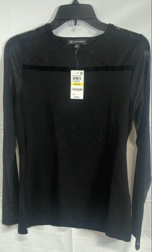 INC International Concepts Women's Black Cold-Shoulder Blouse Top Plus