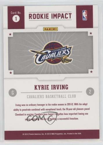 2012-13 NBA Hoops Rookie Impact Kyrie Irving #1 14lu - Picture 2 of 3
