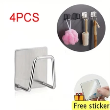 4-Pack Stainless Steel Sink Sponge Holder – Adhesive Kitchen Caddy Organizer Set