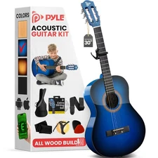Pyle Classical Guitar Starter Kit - 30" All Wood with Capo