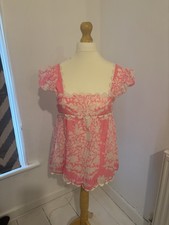 Juliet Dunn Neon Pink Babydoll Scallop Top Size 2