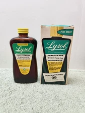 VTG Pine Scent Lysol Concentrate Glass Bottle 5 Oz Original Box NEW