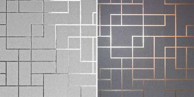 Metallic Quadrat Geometrische Tapete Anthrazit Grau Rosegold Silber Edles Dekor