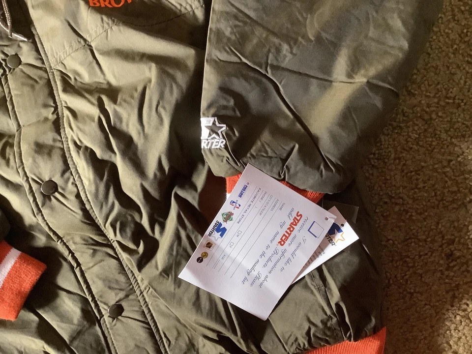 Jaqueta Cleveland Browns Starter Parka OG 1990 nova com etiquetas NFL B Kosar Joe Flacco tamanho G - Imagem 2 de 4