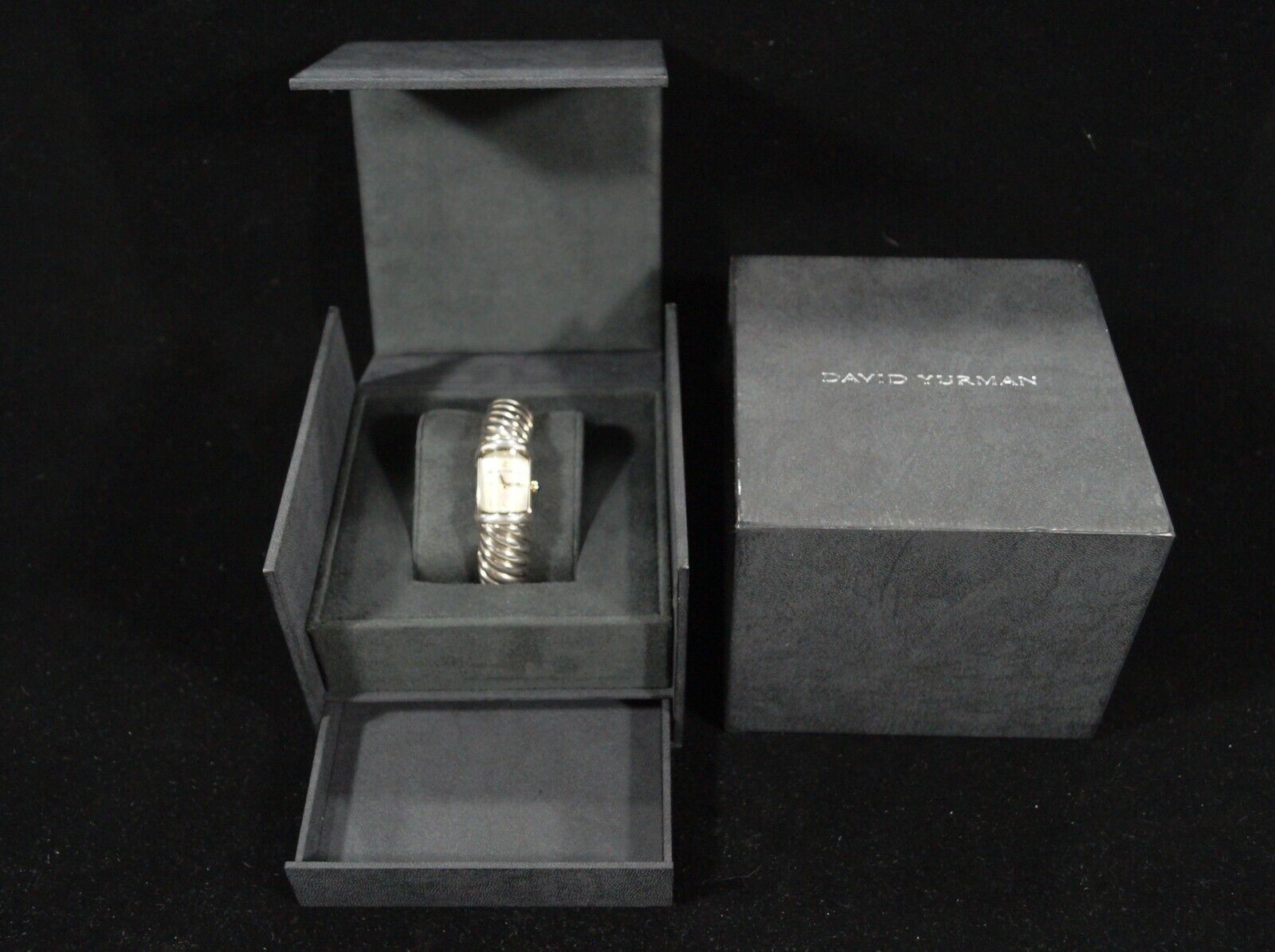 David Yurman T 209-M Waverly MOP Diamond & Sterling Cable Cuff Swiss Wristwatch