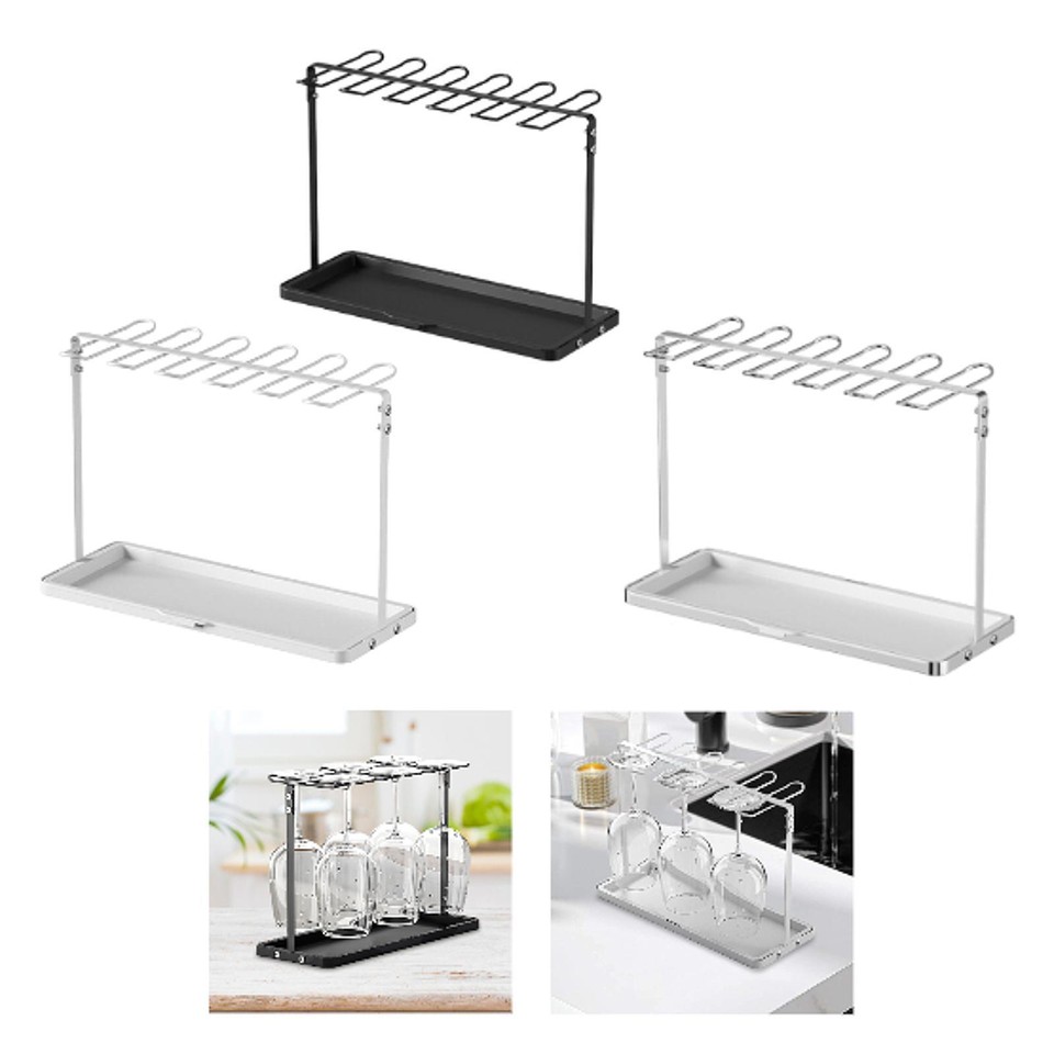 Wine Glass Rack Drip Tray Glassware Stemware Rack for Counter Household
