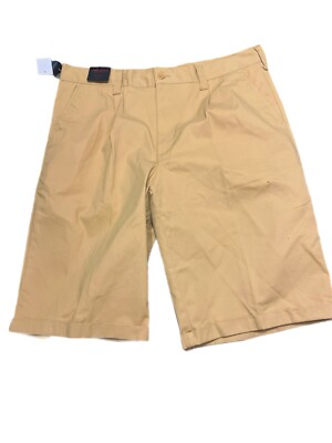 Linea Uomo NWT Chino Shorts Mens W 36 Beige Pleated Front Slash Pocket Cotton