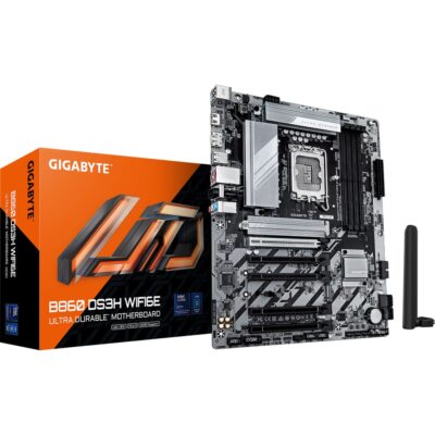 GIGABYTE B860 DS3H WIFI 6E Motherboard, LGA 1851, DDR5, BT, ATX-6GB/s Black/Grey