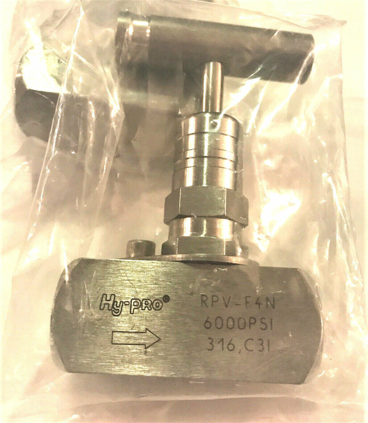 1/4 FNPT 316ss Rising Plug Needle Valve  (6000 Psi)  Hy-Pro RPV-