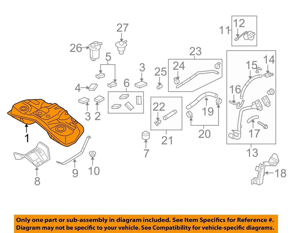 Used Fuel Tank fits: 2013 Hyundai Genesis Cpe Grade A Foto 3 de 4