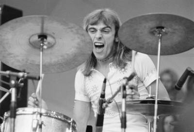 Drummer Alan White With English Progressive Rock Group Yes Old Music Photo