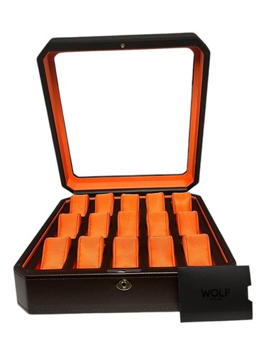 Wolf 458506 Windsor 15 Piece Watch Box in Brown & Orange MSRP $405 - Picture 5 of 7