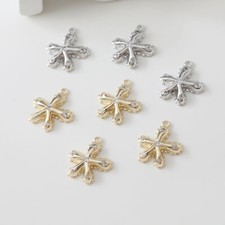 4pcs CZ Pave Flower Charm,Cubic Zirconia Flower Pendant,Zircon Petal Charm