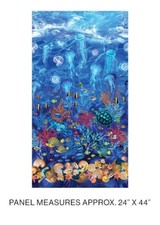24" X 44" Panel Oceana Fish Ocean Sea Turtles Blue Cotton Fabric D693.65